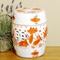 Round Red Goldfish Chinese Porcelain Stool (China)
