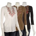 Chaudry Women's 3/4-sleeve Embroidery Shirt