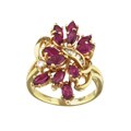 18k Yellow Gold Ruby and Diamond Cluster Ring