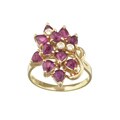 14k Yellow Gold Ruby and Diamond Cluster Ring