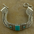 Sterling Silver Turquoise Byzantine Bracelet (Indonesia)