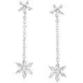 Sterling Silver CZ Dangling Flower Earrings