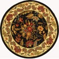 Handmade Paradise Black Wool Rug (4' Round)