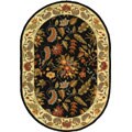Handmade Paradise Black Wool Rug (4'6 x 6'6 Oval)