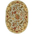 Hand-hooked Paradise Light Blue Wool Rug (4'6 x 6'6 Oval)