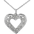 Sterling Silver Filigree Puffy Heart Necklace