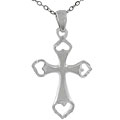 Sterling Silver Cross with Heart Edges Necklace