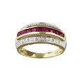 14k Yellow Gold Square Ruby and Diamond Ring