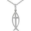 Sterling Silver Cross Cutout Fish Necklace