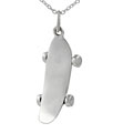 Polished Sterling Silver Skateboard Necklace