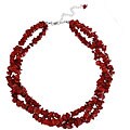 Sea Bamboo Coral Chip 3-strand Necklace