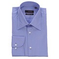 Equilibrio Men's Blue/ Taupe Mini Check Dress Shirt