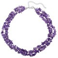 Sterling Silver 3-Strand Amethyst Chip Necklace
