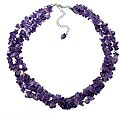 Sterling Silver 3-strand Amethyst Chip Necklace