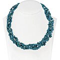 Sterling Silver 3-strand Turquoise Chip Necklace