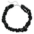 Sterling Silver 3-strand Onyx Chip Necklace
