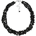 Sterling Silver 3-strand Onyx Chip Necklace