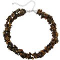 Sterling Silver 3-strand Tiger's Eye Chip Necklace