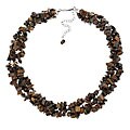 Sterling Silver 3-strand Tiger's Eye Chip Necklace