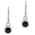 Sterling Silver Garnet Leverback Earrings
