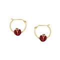 14k Yellow Gold Ladybug Hoop Earrings