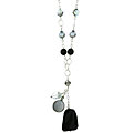 Sterling Silver Onyx Pearl Crystal Necklace