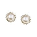 14k Gold Pearl and 1/4ct TDW Diamond Earrings