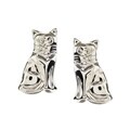 14k White Gold Cat Stud Earrings