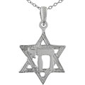 Sterling Silver Star of David Necklace with Chai Center
