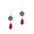 Sterling Silver Genuine Coral Teardrop Earrings