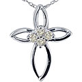 10k White Gold 1/10ct TDW Diamond Cross Necklace