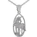 Sterling Silver Oval with Unicorn Center Necklace