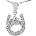 Sterling Silver Horse Shoe with Horse Head Necklace
