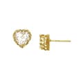 14k Yellow Gold Cubic Zirconia Heart Earrings