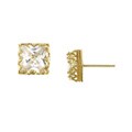 14k Yellow Gold Cubic Zirconia Stud Earrings