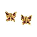 14k Yellow Gold Enamel Butterfly Stud Earrings