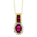 10k Yellow Gold Ruby and Diamond Necklace