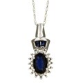 10k Gold Sapphire and 1/10ct TDW Diamond Necklace