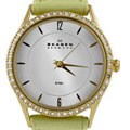 Skagen Pastel Green Leather Band Women's Watch