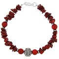 Sterling Silver Coral Chip and Bead Bracelet