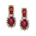 10k Yellow Gold Ruby and Diamond Earrings