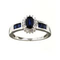 10k White Gold Blue Sapphire and Diamond Ring