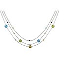 14k Gold Triple-strand Multi-gemstone Necklace