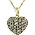 14k Gold 1ct TDW Champagne Diamond Heart Necklace