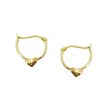 14k Yellow Gold Diamond-cut Heart Hoop Earrings