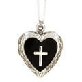 Sterling Silver Black Onyx Heart Locket with Cross
