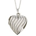 Sterling Silver Struck Polished Heart Locket Necklace