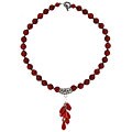 Sterling Silver Coral Bead & Cluster Necklace