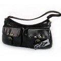 Perlina Two Front Pocket Black Shopper Handbag