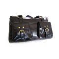 Perlina Double Pocket Black Satchel